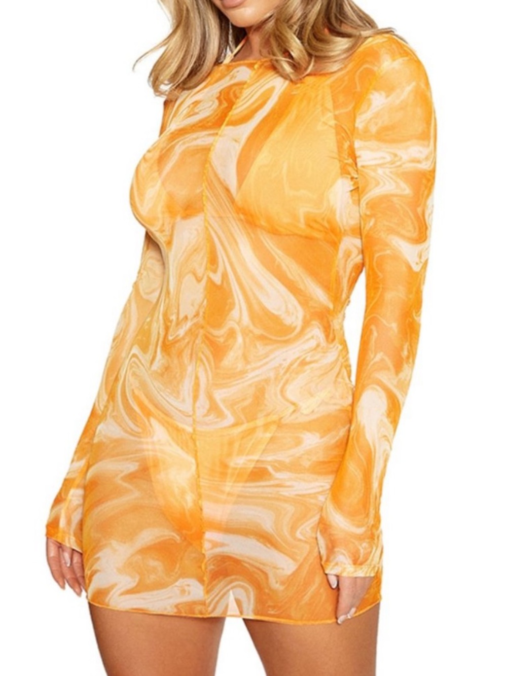 naked wardrobe Orange Dreamsicle Swim Coverup M NWT